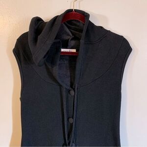 Estelle Knit Hoodie Dress Black Sleeveless Button Up Front Pockets Sz M